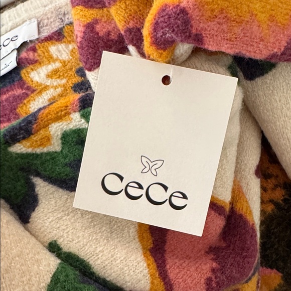 CeCe Floral Knit Sweater - Cream and Multicolor - Picture 4 of 4